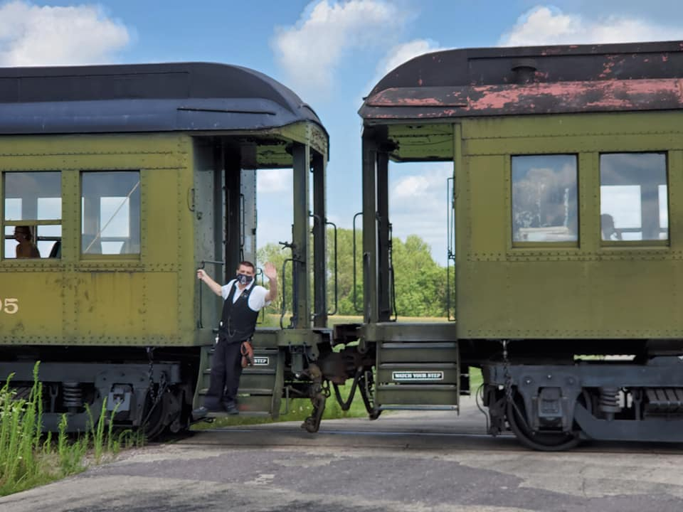 Chris working as a Trainman for the Mid-Continent Railway Museum